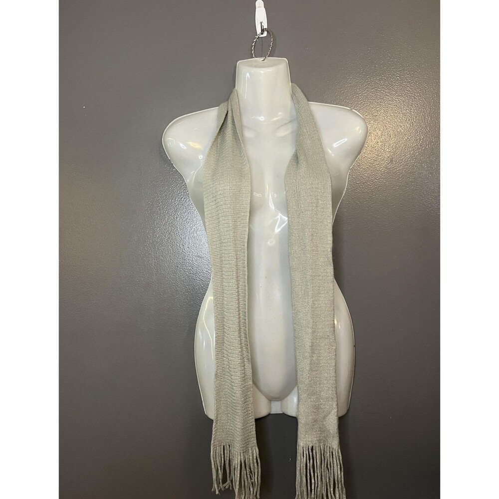 Greenbrier International Scarf Womens One Size Gray Knit Fringe Acrylic Winter
